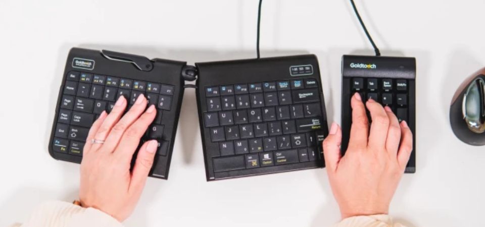Goldtouch numeriek toetsenbord – ergonomisch en bedraad toetsenbord voor nauwkeurige data-invoer en vermindering van polsbelasting.